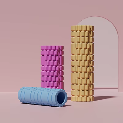 Colorful Foam Rollers For Fitness Training And Muscle Recovery Sports Equipment 3d model