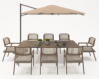 Modern Outdoor Table and Chair Outdoor Leisure Table and Chair Sunshade Umbrella Outdoor Table and Chair Leisure Seat 3d model