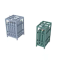 Gray And Green Metal Gas Cylinder Storage Racks With Multiple Cylinders