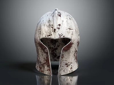 Ancient Spartan Warrior Helmet With Weathered Metal Surface And Historical Military Design 3d model