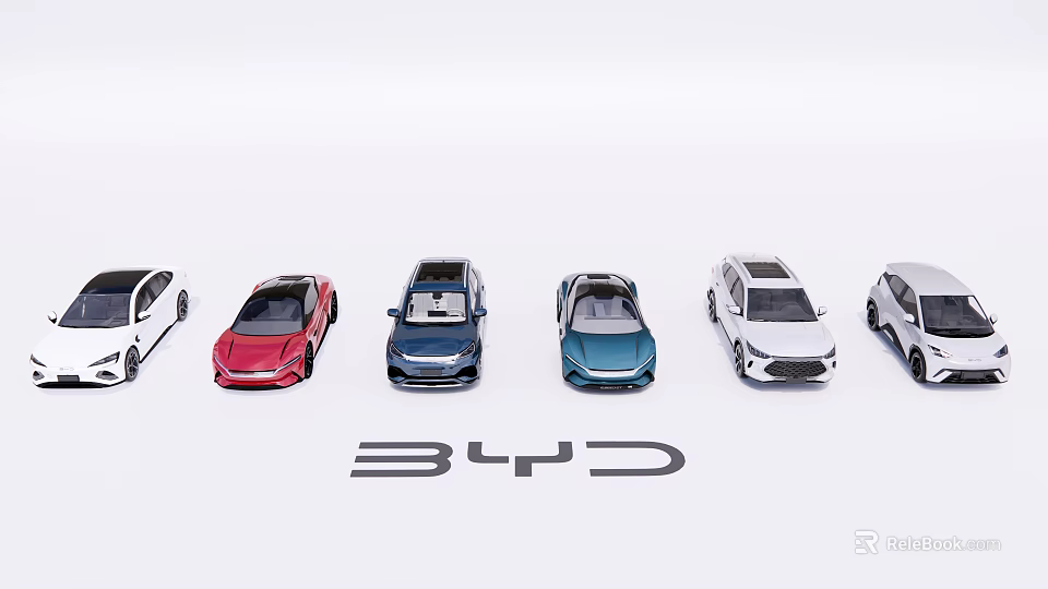 BYD Car Models with Various Colors and Different Styles Lineup 3d model