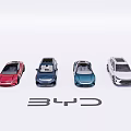 BYD Car Models with Various Colors and Different Styles Lineup 3d model