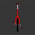 Red Unicycle With Black Wheel White Frame And Red Handlebar Modern Design