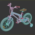 Kids Turquoise Bicycle With Red Seat Handlebars Training Wheels And Modern Design