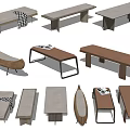 New Chinese Style Sofa Stool Bench 3d model