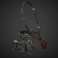 Leather Straps With Metal Buckles Chain And Leather Pouch For Utility Gear 3d model
