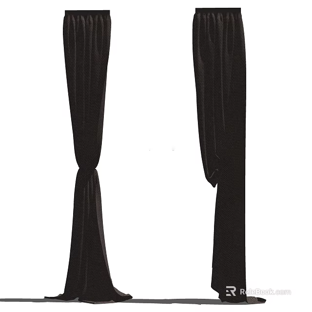 Black Curtains With Elegant Draped Design For Modern Home Window Decoration 3d model 