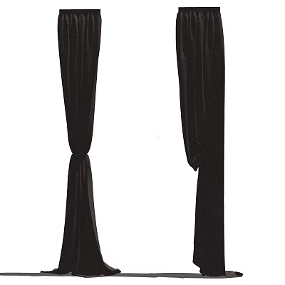 Black Curtains With Elegant Draped Design For Modern Home Window Decoration 3d model