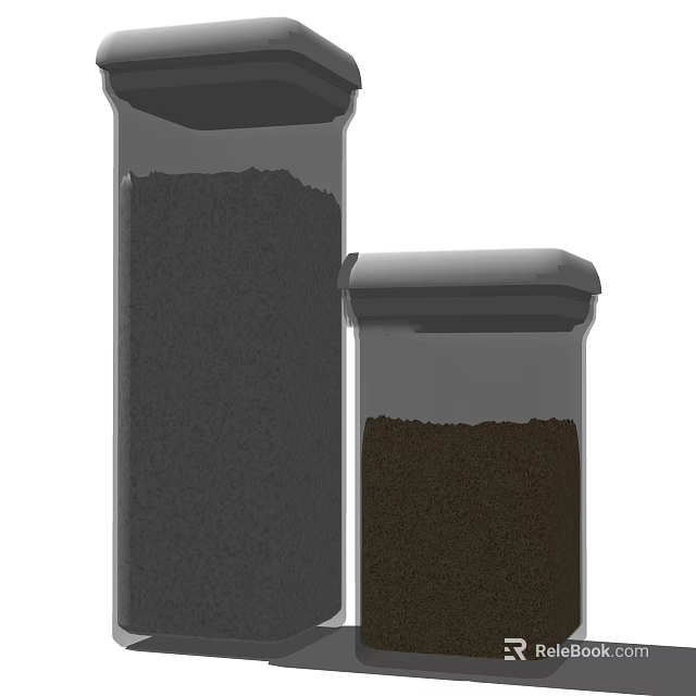 Transparent Food Storage Containers With Different Powders And Sealed Lids 3d model 