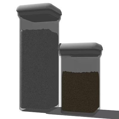 Transparent Food Storage Containers With Different Powders And Sealed Lids 3d model
