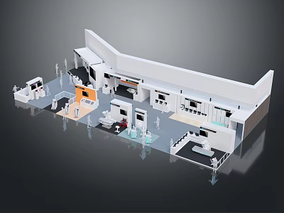 Modern Interior Design Layout With Multi Functional Areas Furniture And People Activity 3d model
