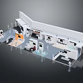 Modern Interior Design Layout With Multi Functional Areas Furniture And People Activity