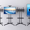 Iron Art Black Mobile TV Stands With Stable Structure And Mounted TVs 3d model