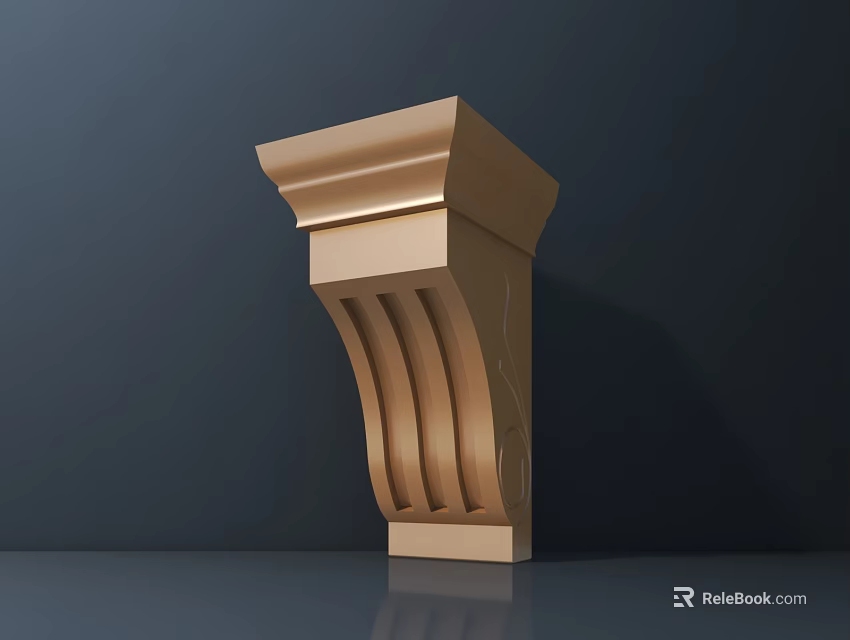 Elegant Gold Carved Decorative Element With Curved Patterns And Architectural Design 3d model