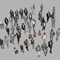Group of Diverse People Standing and Sitting in Various Professional Outfits on White Background