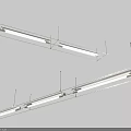 Modern Linear Chandelier Design With Suspended Metal Frame And Sleek Interior Style