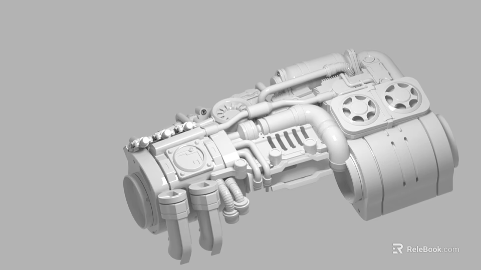 Detailed 3D Model Of Industrial Mechanical Component With Pipes And Gears 3d model 