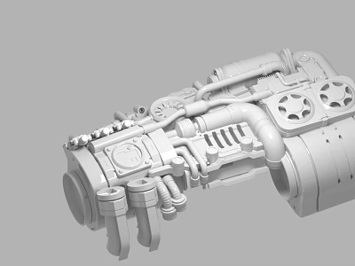 Detailed 3D Model Of Industrial Mechanical Component With Pipes And Gears 3d model