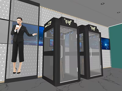 Kopit Soundproof Booths In Modern Office Space With Professional Woman Demonstrating 3d model