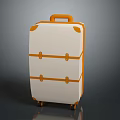 White Stylish Suitcase Design With Orange Handles Straps And Rolling Wheels