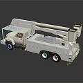White Commercial Aerial Work Truck With Extended Boom And Utility Features