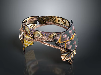 Intricate Multi Colored Decorative Belt With Stylish Geometric Dotted Patterns 3d model