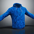 Modern Blue Camouflage Hoodie With Drawstrings And Front Pocket Design 3d model