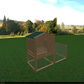 Decorative Ornament Combination Featuring Wooden Pet Cage Green Roof For Outdoor Grassland
