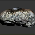 Natural Scenic View With Textured Rock And Metallic Bowl On Dark Background