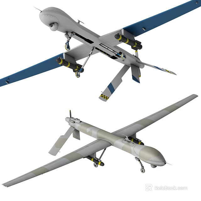 Intelligent Military Drones With Blue Wing And Camouflage Design For Reconnaissance Missions 3d model 