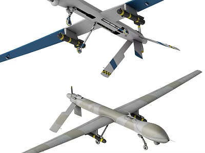 Intelligent Military Drones With Blue Wing And Camouflage Design For Reconnaissance Missions 3d model