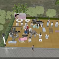 Medical Devices Outdoor Exhibition On Wooden Platform Surrounded By Trees Palm Trees And Product