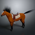 Brown Horse With Black Mane And Tail Featuring Saddle Against Gray Background