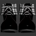 Black Leather Boots with Plaid Cuffs Laces and Red Trim Design