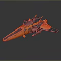 Orange Streamlined Spaceship Model With Black Accents Cockpit And Shiny Surface Design 3d model