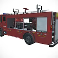 Highly Functional Red Fire Truck With Emergency Lights Ladder And Rescue Equipment