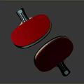 Table Tennis Paddles With Red And Black Rubber Crossed On Gray Background With Reflection