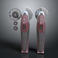 Pink And Gray Handheld Power Tools With Circular Blades And Accessories