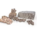 Modern Decorative Scene Featuring Various Natural Rocks And Stone Blocks 3d model