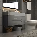 Modern Bathroom Vanity With LED Mirror Marble Countertop Cabinet And Towel Rack