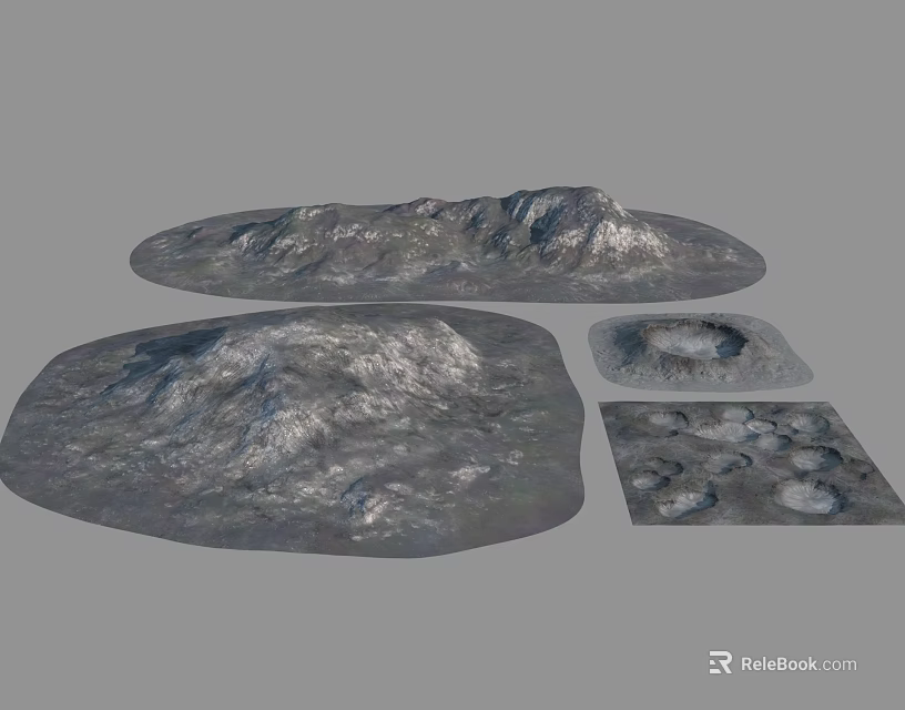 Garden Landscape Design With Gray Textured Rock Formations In Different Shapes 3d model 