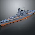 Detailed Military Warship Model Featuring Gray Hull And Orange Bottom Design