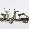 Two Green And White Scooters With Classic Design And Modern Features Parked Side By Side