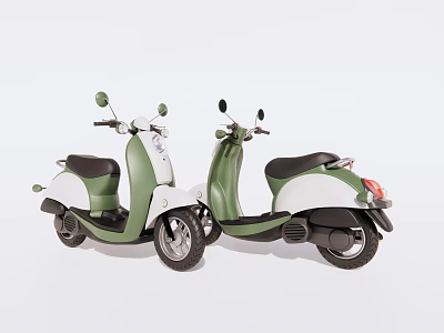 Two Green And White Scooters With Classic Design And Modern Features Parked Side By Side 3d model