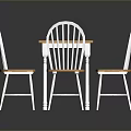 Wooden Dining Table With White Legs And Four Curved Back Chairs Set