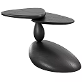 Modern Black Wooden Coffee Table With Unique Layered Tabletop And Organic Base