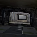 Dimly Lit Tunnel Passageway With Metal Railings Concrete Walls Grated Floor And Distant Light Source