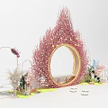 Garden Ornament With Circular Red Twig Structure Decorative Lights Arched Decor And Green Plants