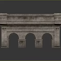 Historic Stone Arch Structure in Scenic Landscape With Three Arches and Textured Surface 3d model