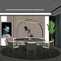 Modern Dining Table and Chair Combination 3d model